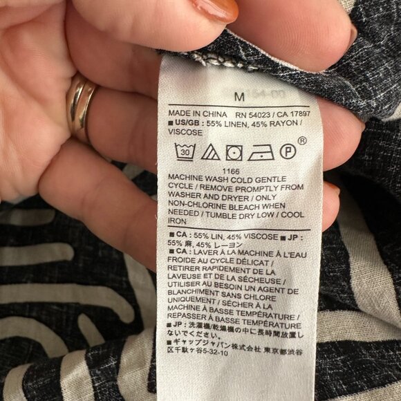 Banana Republic Drapey Linen Blend Mini Dress Swirl Abstract Multi Large #BAG3 - Picture 11 of 12